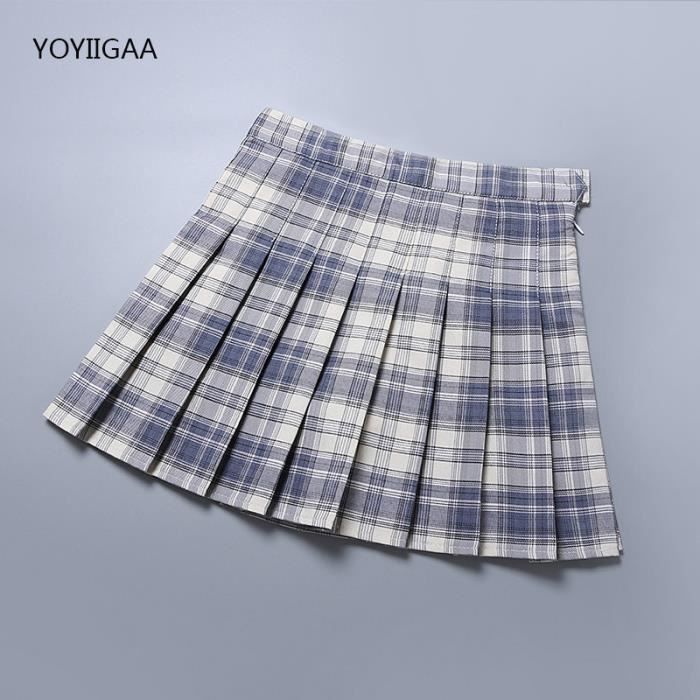 Jupe femme courte - pliss?�e ?� carreaux - FR64VGS Bule - Cdiscount Pr??t-?�-Porter