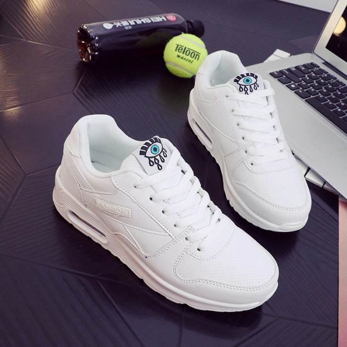 Baskets De Sport Femme FT125-1B - Fitness, Course, à Lacets, En Simili Cuir, Neuves