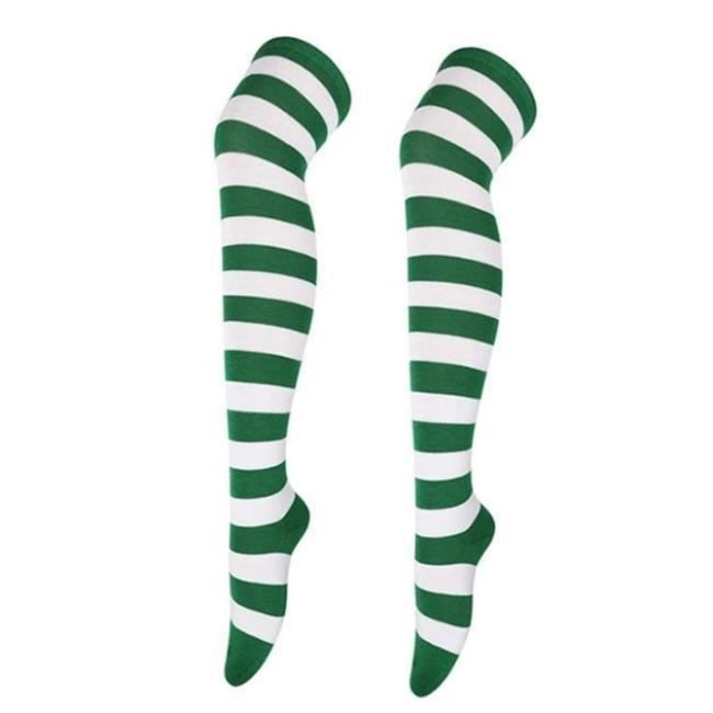 Chaussettes D'honneur Homme XL - Vert Vif Et Blanc Rayées, Taille 14-15, Neuf Avec étiquettes