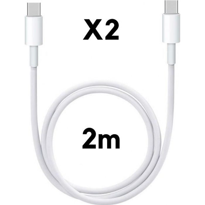 Cable USB-C USB-C 2m pour iPad Pro 12,9 pouces - iPad Pro 11 pouces - iPad  Air 4 [LOT 2] Phonillico® - Cdiscount Téléphonie
