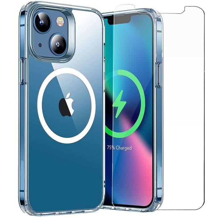 Coque Pour iPhone 13 mini avec Anneau Magnétique + 2 Verres Trempés  Protection d'écran Transparent