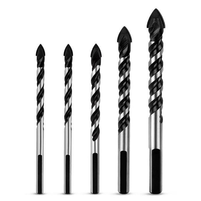 Lot De 4 Forets Carbone Pour Perçage Mur, Verre, Carrelage - Tailles 6,8,10,12 Mm - Tige Hexa 6,35 Mm
