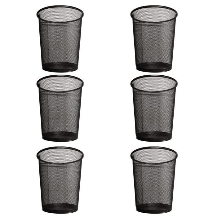 Lot De 6 Poubelles Leitz WOW 15 Litres Noir - Corbeilles à Papier Empilables Pour Bureau Ou Maison