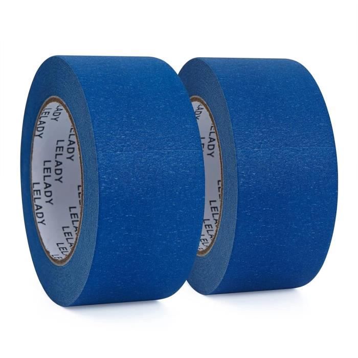 Ruban De Masquage Peinture Bleu 50mm X 50m - Lot De 2 Rouleaux - Pour Bricolage Et Arts - Adhésif Medium Sans Résidu
