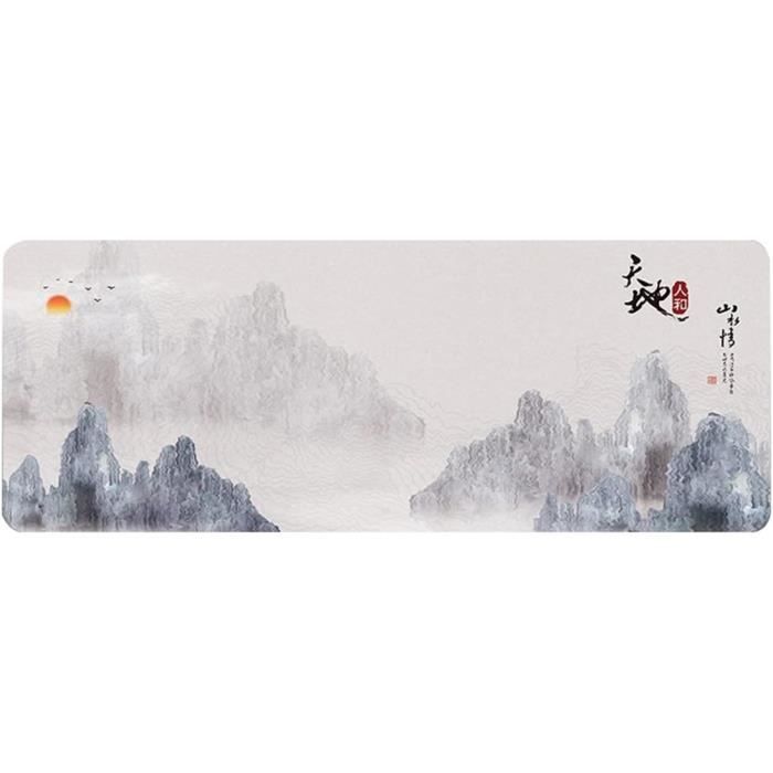 Tapis De Souris XXL 800x300 Mm – Motif Vague Japonaise – Imperméable Et Antidérapant