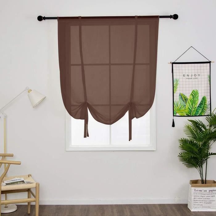 SMITHOOM Store Romain Brodé Cœur Transparent 60x120 Cm – Rideau Voilage Passe-Tringle Vin Rouge Élégant