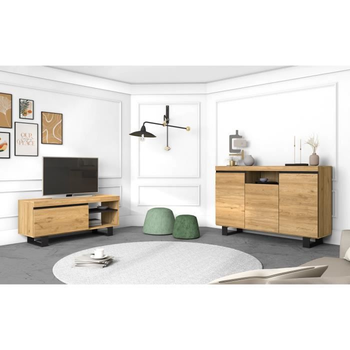 Skraut Home - Set Naturale salle à manger meuble auxiliaire buffet-meuble TV 120cm chêne noir nordique Skraut Home - Set Naturale salle à manger meuble auxiliaire buffet-meuble TV 120cm chêne noir nordique