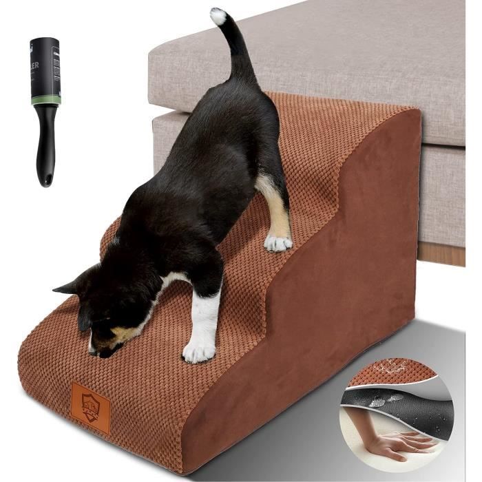 ZNM Escaliers pour Chien, Rampe pour Chien à 3 Marches en Mousse Haute Densité avec Housse