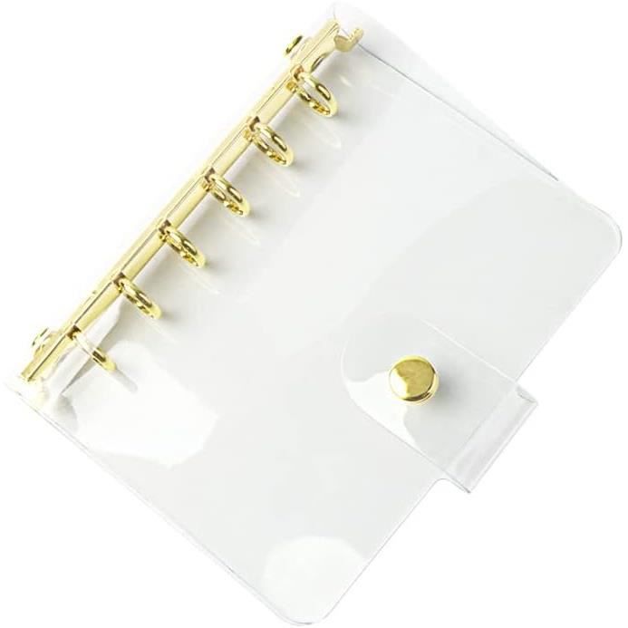 Classeur A7 en PVC transparent, classeur budgétaire à 6 anneaux ronds
