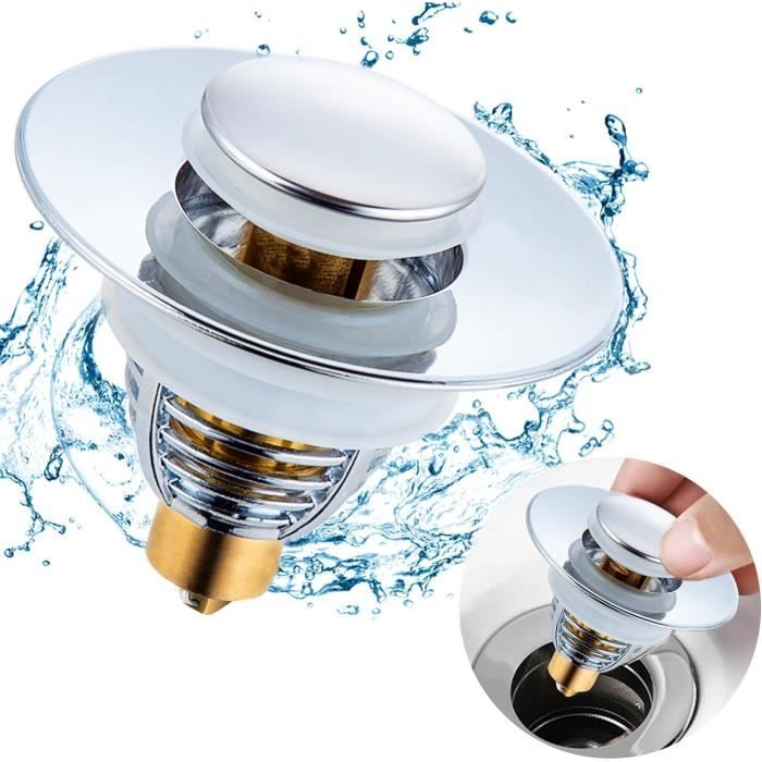 Lot De 2 Bouchons De Lavabo Pop-up En Laiton Chromé - Filetage M8/M16, Pour La Plupart Des éviers