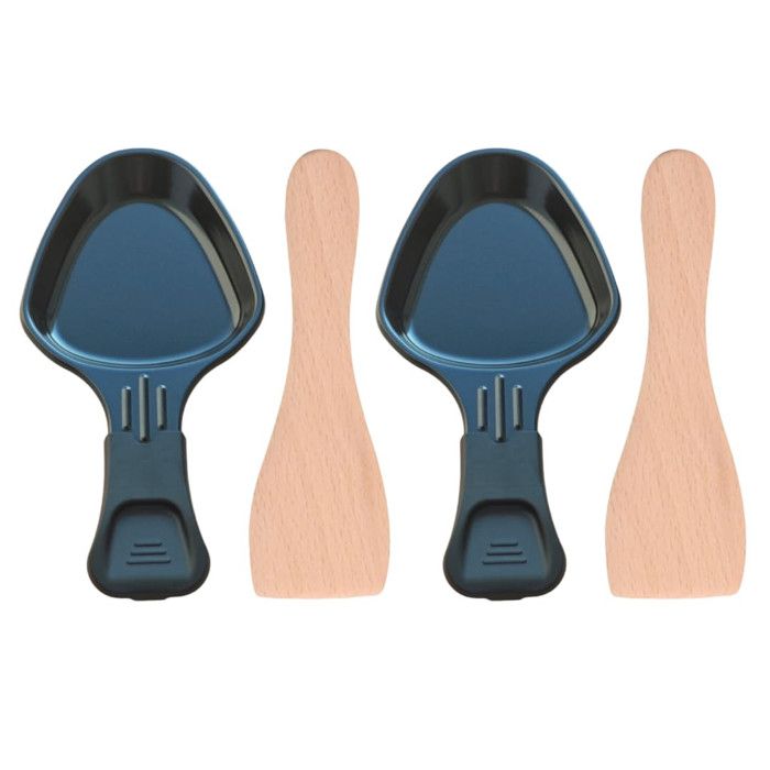 Lot de 2 coupelles à raclette et 2 pelles en bois pour Poêlon spatule raclette Raclette gril Wok AS306001 AS306003 TEFAL