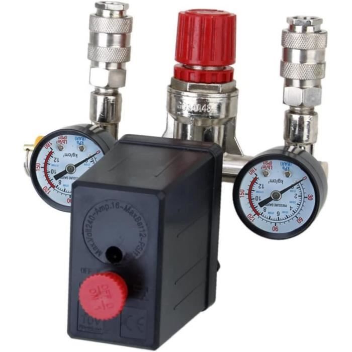 Interrupteur Pression Compresseur D'Air - 220V/380V 15A - Réglage 99-142 PSI - Pour Compresseur Piston - 6