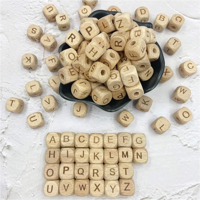 LauCentral 1600 Pièces Perles Alphabet, A-Z Perles Lettres Alphabet Et Perles De Cœur Colorées