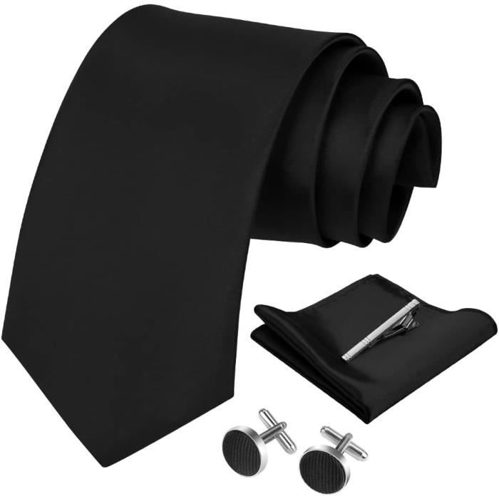 Set Cravate Homme En Soie + Mouchoir + Pinces - Cadeau élégant En Coffret