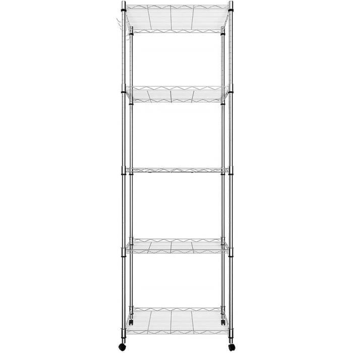 Étagère De Rangement à Roulettes Pour Tissus – 3/4/5 Niveaux, Hauteur 115 Cm – Métal Peint, Mobile Et Facile à Assembler - 10