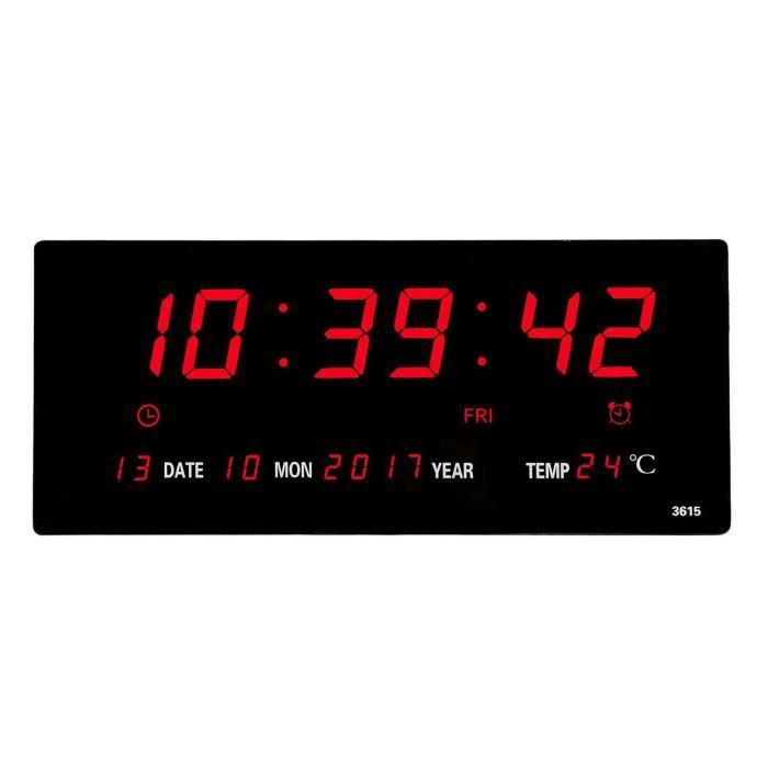Braun Horloge Murale Numérique BC14W - Affichage LCD Inversé, Température, Date, Alarme Sonore