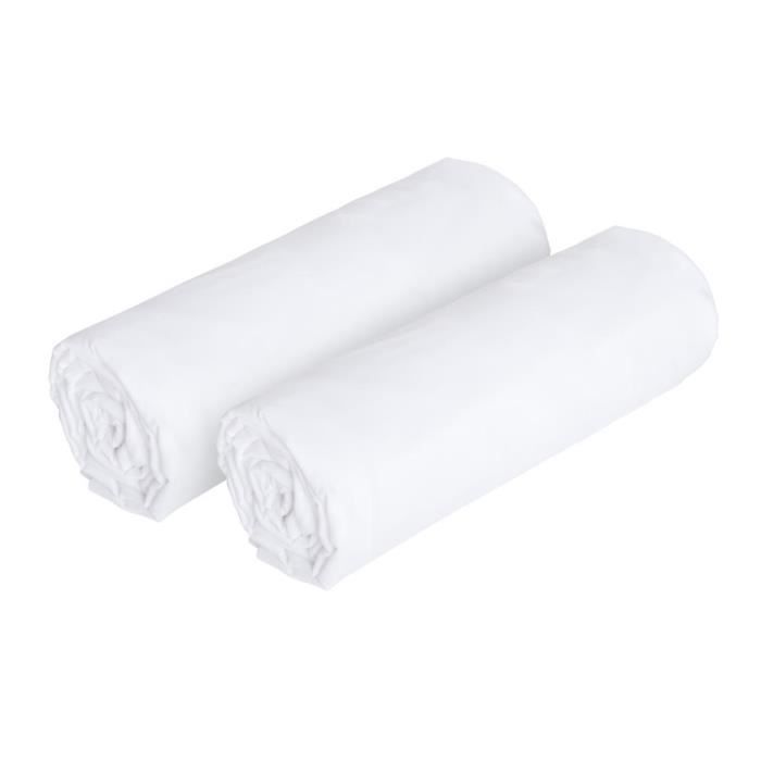 Lot de 2 draps housse en percale de coton 80 fils 200 x 200 cm Blanc CHARMY Cdiscount Maison