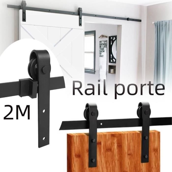 NOUVEAU 200CM Tringle Rail Porte Coulissante Suspendu, Ensemble Industriel  Hardware kit pour Porte Suspendue en Bois (6.6FT) - Cdiscount Bricolage