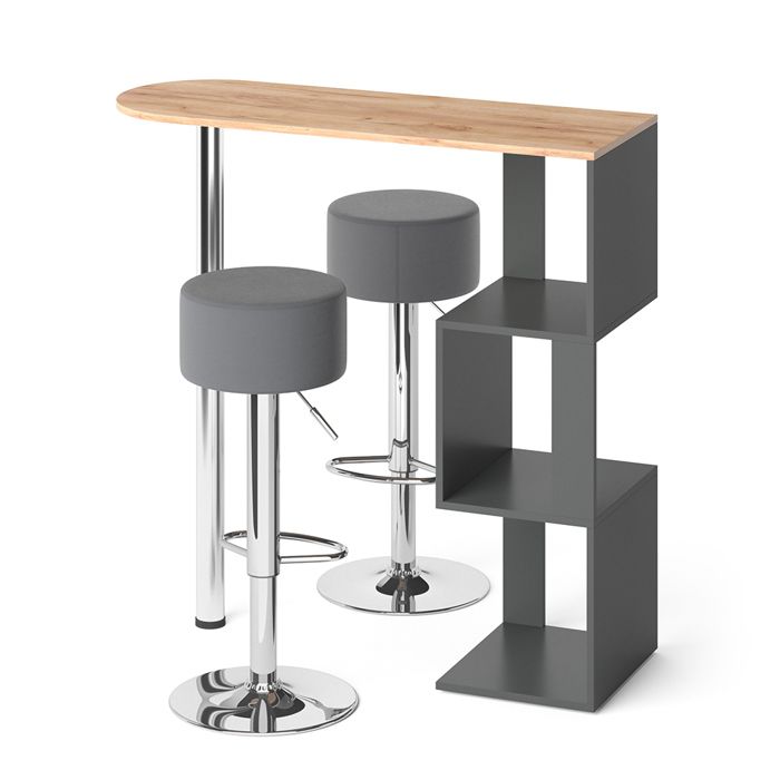 Set de table de bar Vincent 113x39.8cm avec 2 tabourets de bar Chêne de force doré Vicco 34518 Set de table de bar Vincent 113x39.8cm avec 2 tabourets de bar Chêne de force doré Vicco 34518