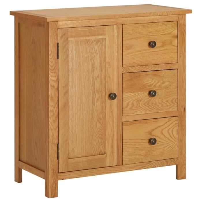 Armoire - VIDAXL - Bois de chêne massif - 3 tiroirs - 1 porte - Campagne