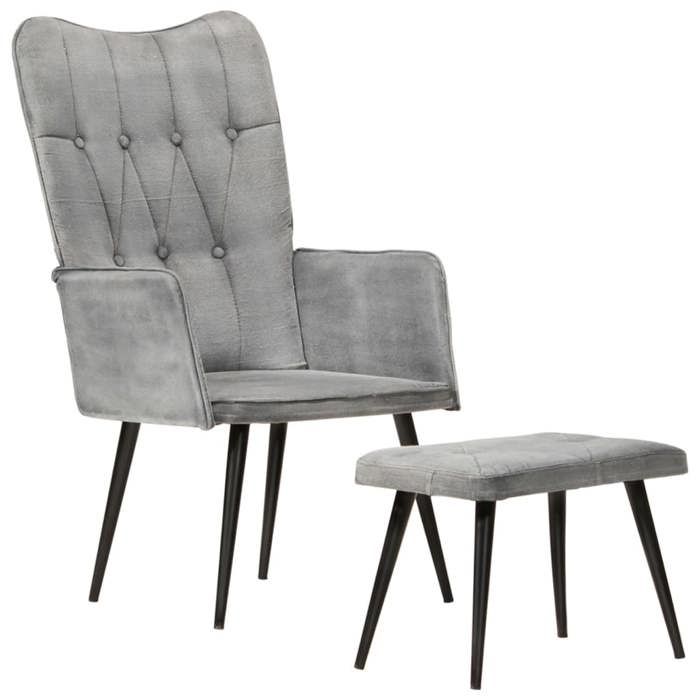 vidaXL Chaise à Oreilles avec Repose-pied Fauteuil à Oreilles Meuble de Salle de Séjour Salon Chambre Intérieur Gris Vintage 339669