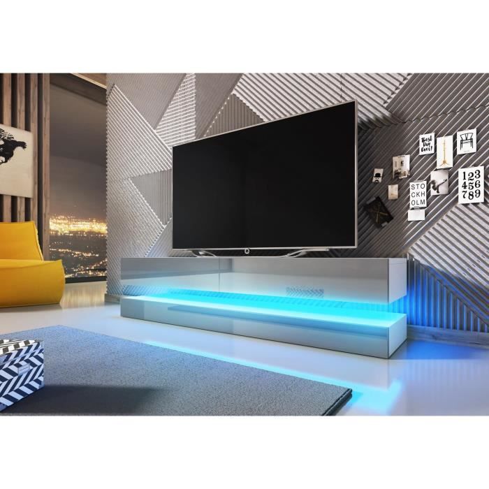 Meuble Tv Suspendu Blanc Laqué 140 Cm Vivaldi Meuble Tv Fly 140 Cm Blanc Mat Gris Brillant Avec