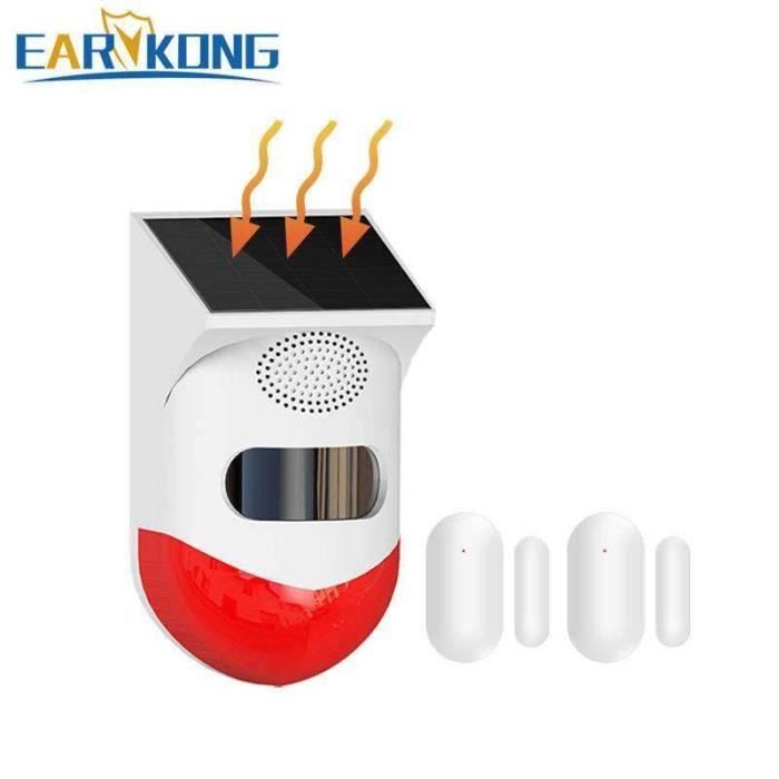 Alarme Solaire Stroboscopique Sans Fil – Sirène Extérieure – SODIAL – Neuve