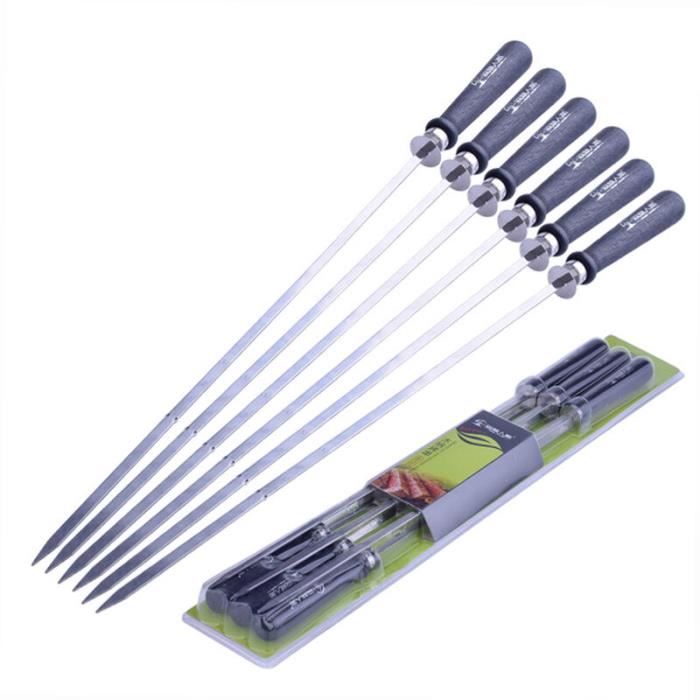 Lot De 10 Brochettes Japonaises Vintage - Manche Bois, Pique Inox - Fabriquées Au Japon