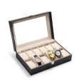 Boîte à montres Coffret bijoux montre cuir homme Cadeau Boite rangement montres pour 12 montres-1