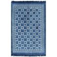 Home-9717 Tapis de sol - Tapis de salon Kilim Coton 160 x 230 cm avec motif Bleu-1