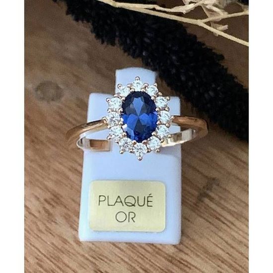 Bague Or 18 Carats Avec Saphir - Magnifique, Saphir 0.10 Carat, Poids 1.43g, Taille 54, Occasion Très Bon état