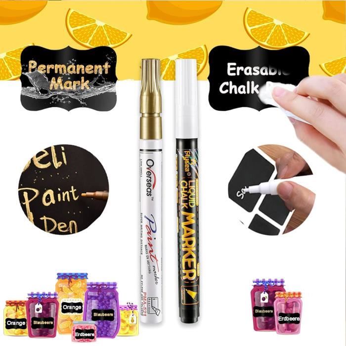 Étiquette Autocollantes Noir, Étiquettes pour Bocaux Réutilisable