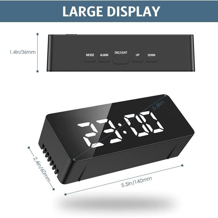 Réveil Numérique LCD Blanc – Petit, Portable, Avec Affichage Température, Pour Voyage Ou Bureau