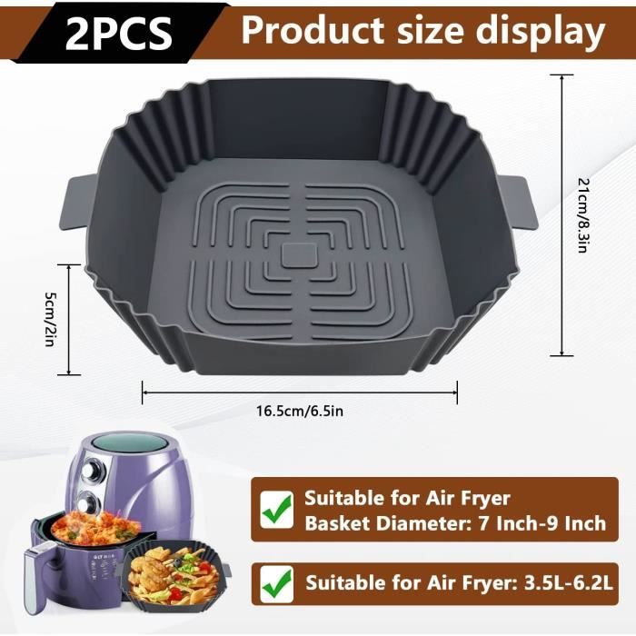 Accessoire Air Fryer 19.5cm, 2 Pièces Pot en Silicone pour Friteuse à Air, Air  Fryer Silicone Pot Panier, Micro-Ondes,Moule à Gâteau - Cdiscount Maison
