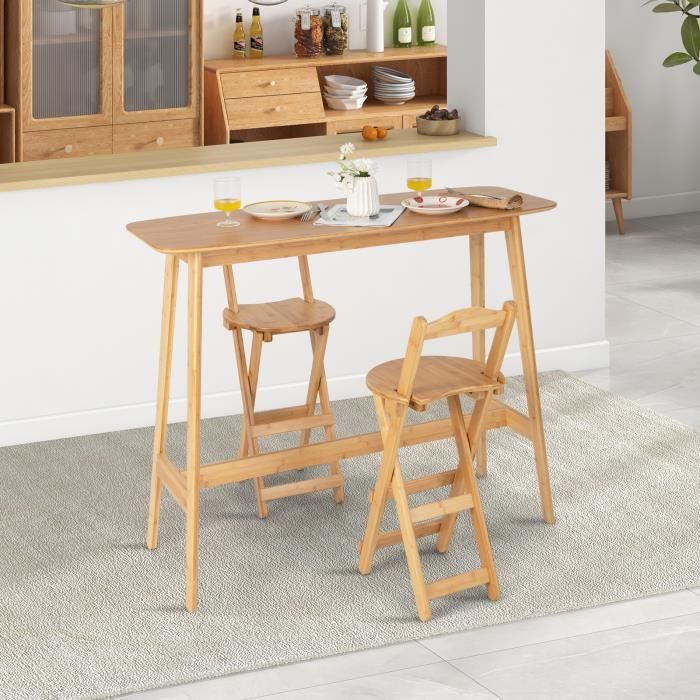 Table De Cuisine Costway Avec Banc Et 2 Tabourets - 136x55x76 Cm - Rangement Et Repose-Pieds