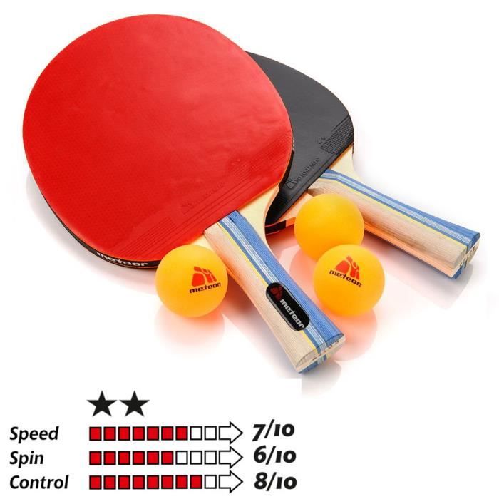 Ensemble de 2 raquettes de ping pong en bois et plastique H 25 cm + 3  balles BG - B Queen Market