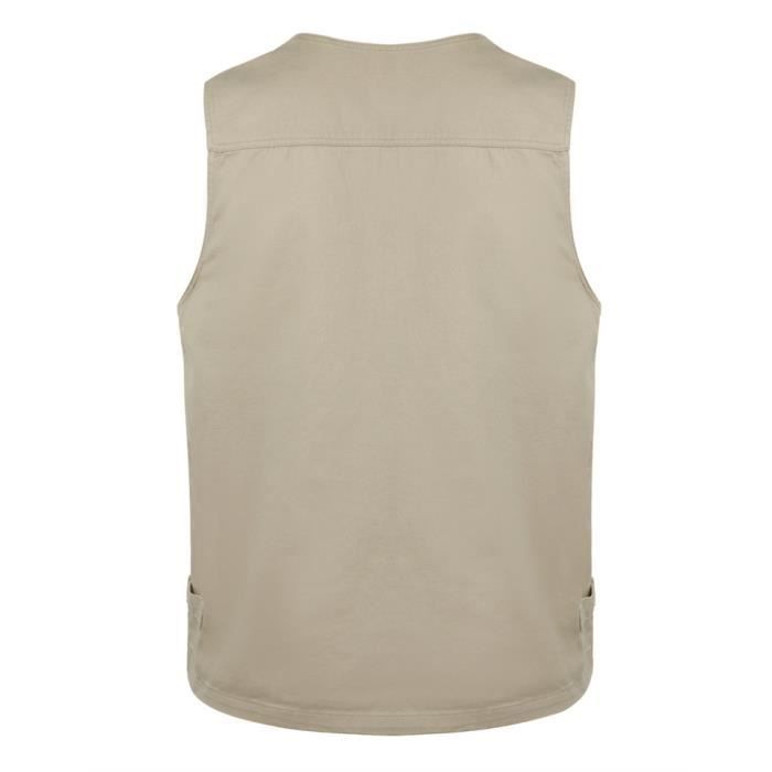 Gilet de Pêche Homme Sans Manche Multi-poches Couleur unie Léger
