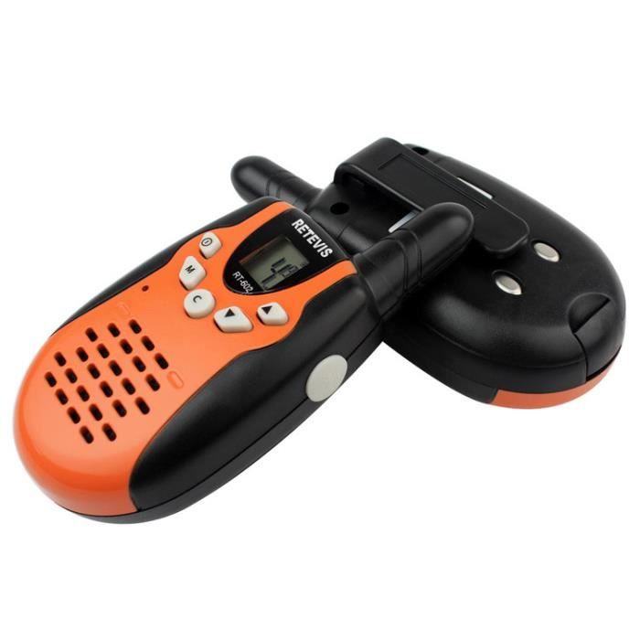 Retevis RT602 Talkie-walkie Enfant Rechargeable – Longue Portée, Lampe Torche, VOX, Chargeur Double, Lot De 2 (orange)
