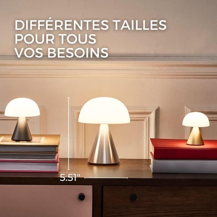 Lexon MINA Mini Lampe Champignon Sans Fil Rechargeable - Lampe LED Chevet Avec Variateur Blanc Glossy