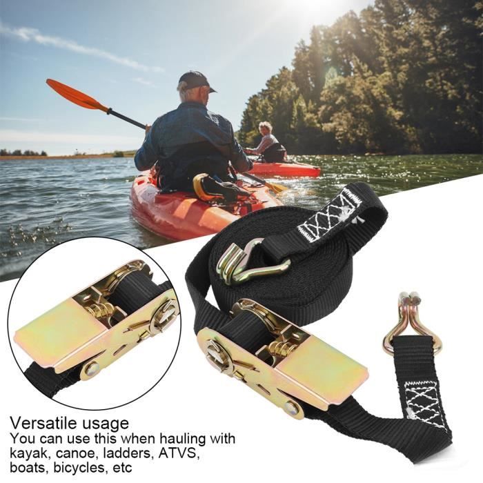 Sangles De Tension IBOARD – Lot De 2, 3,8 M X 2,5 Cm, Nylon 600 Lb, Pour Surf, Kayak, SUP, Noires