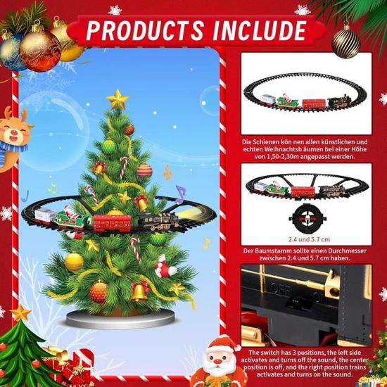 Train électrique De Noël Avec Voie Ferrée Et 4 Wagons - Décoration Sous Le Sapin, Jouet éducatif Pour Enfants 3-8 Ans