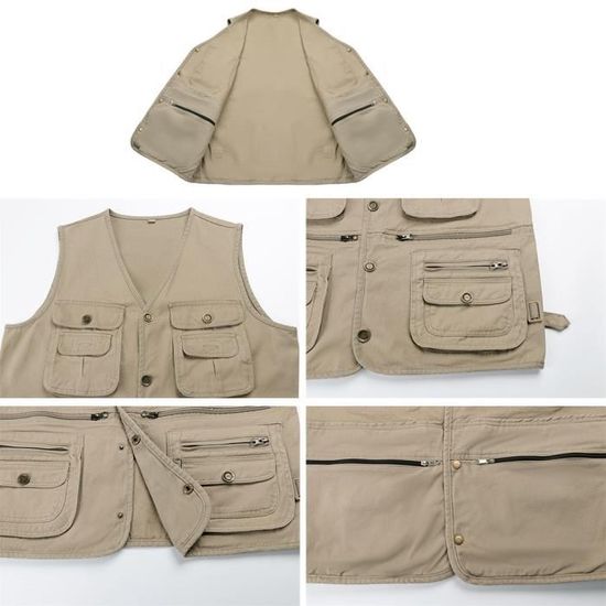 Cabela's Gilet Homme Équipement Extérieur Maille Veste de Pêche Poches