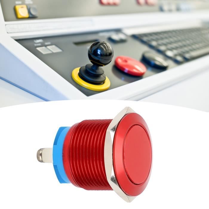 Interrupteur Bouton Poussoir LED Rouge DC12V - 25mm, 6 Broches, Fixation Flush, Neuf