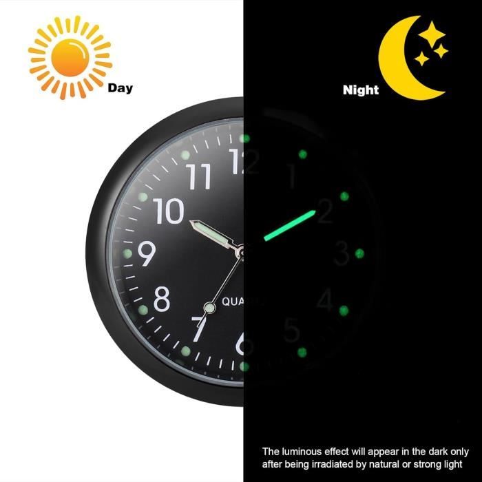 Mini Horloge de Voiture Écran LCD Affichage de Support Autocollant Montre Véhicule Électronique Horloge Numérique Voiture Camion Tableau de Bord Temps, Noir