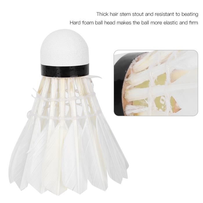6pcs Balles De Badminton- Volants De Badminton En Plumes D'oie Blanche Volants Naturels Volants Ballons De Badminton En Salle [182] - Sport