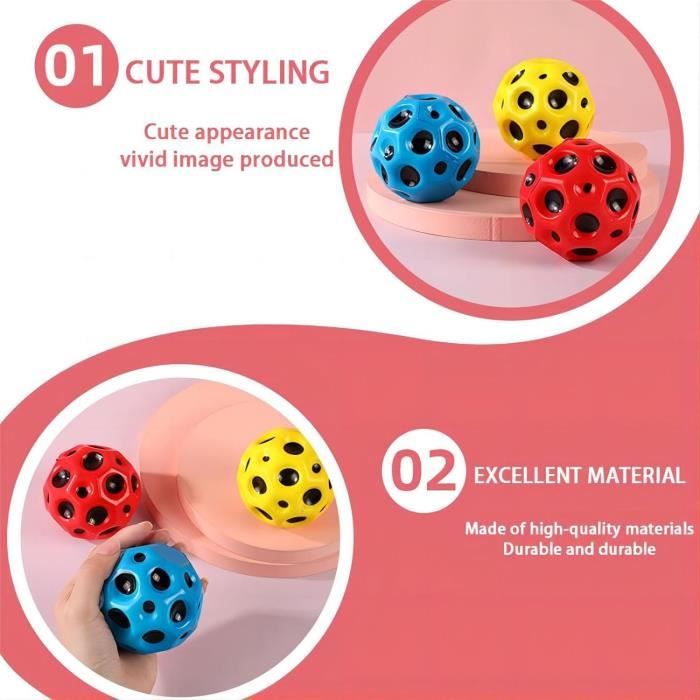 Knick Knack Moon Ball Super High Bounce & Pop Sounds  Easy Grip Rebound Ball with Wrist Band  Random Color Pack of 1 main image 1