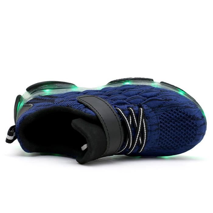 Chaussure Basket Lumineuse Enfant Bleu Mixte Lacets