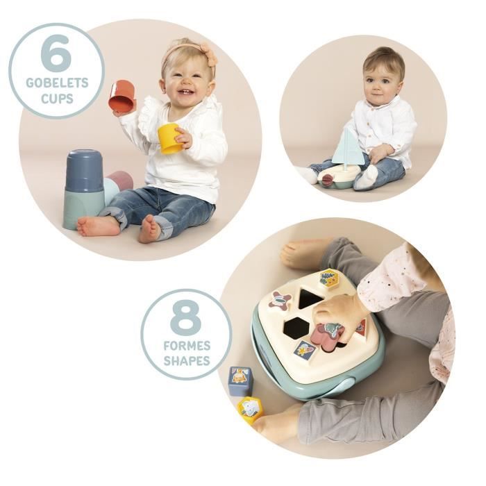 Smoby Little Hippo Jouet De Bain Avec Ventouses Et Gobelets - Dès 12 Mois Fabrication Française