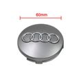 Lot de 4 cache-moyeux gris 60 mm pour Audi 4B0601170-3