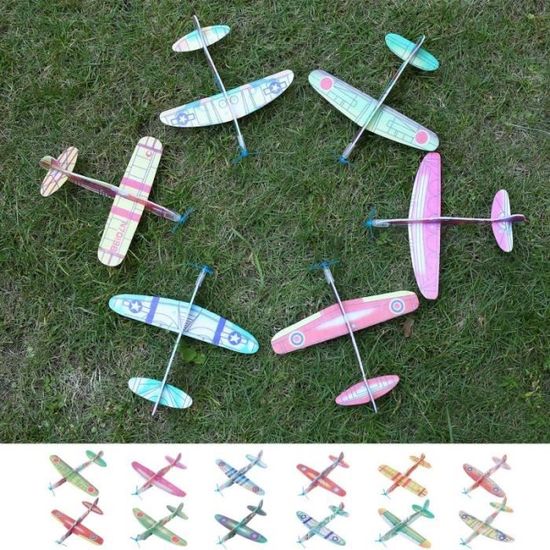 Lot De 24 Avions Planeurs En Polystyrène Pour Enfants - Différents Modèles Et Couleurs, Facile à Assembler, Pour Jeux En Extérieur